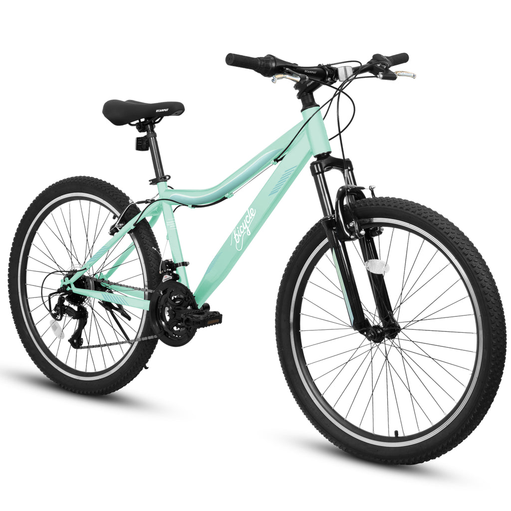 A26208D Mountain Bike 24 26 Inch, High-Density Carbon Steel Frame, 21 Speed, Front Suspension, Dual V-Brakes, Pre-Assembled For Men Women Teens
