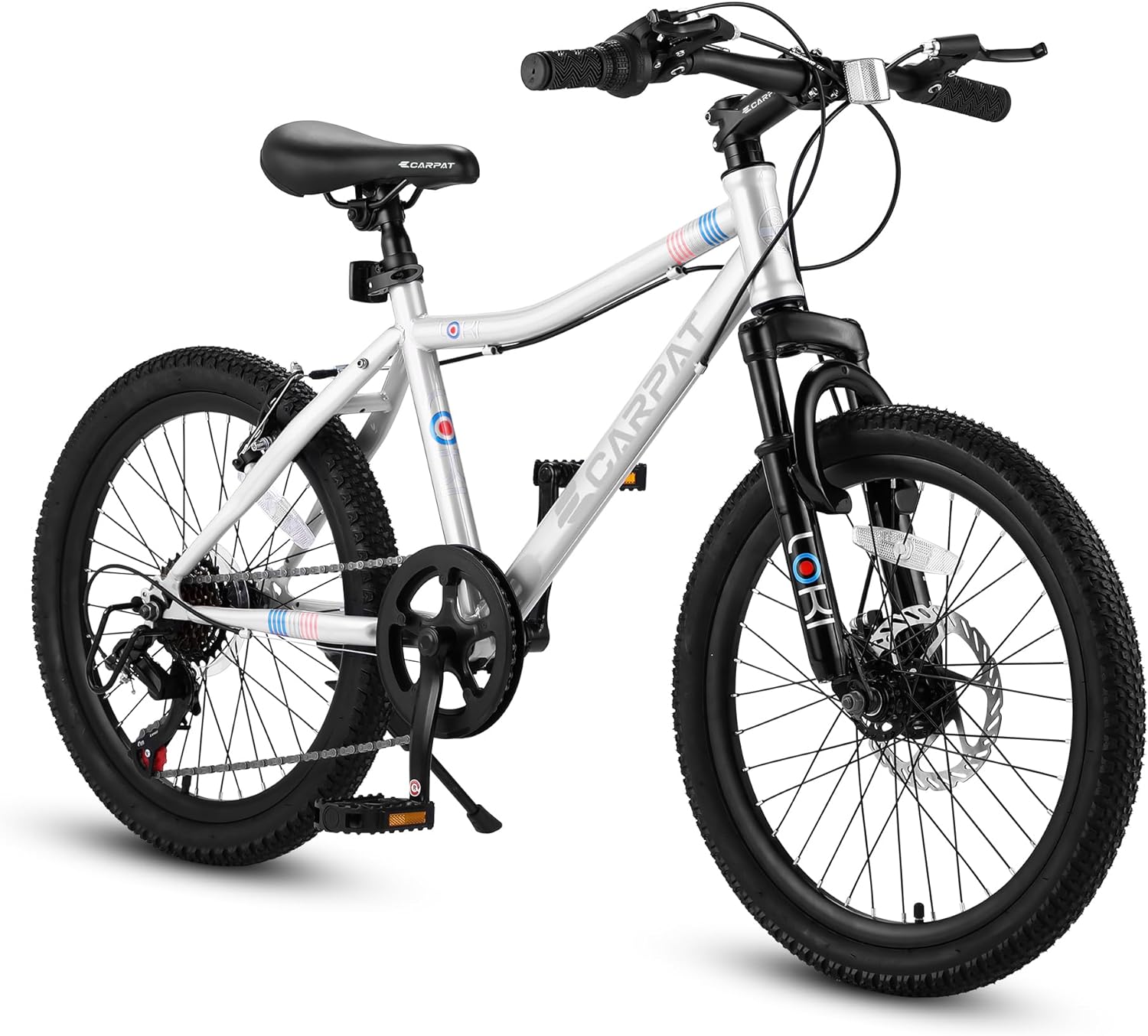 S20101 20 Inch Kids' Bike, Boys Girls Mountain Bike Ages 6-12, 7 Speed Teenager Children Kids' Bicycles, Front Suspension Disc Brake Rear V-Brake, High Steel Frame