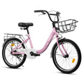 A20182 20 Inch Kids Bike For Boys & Girls, Children's Bicycle With Coaster Brake & V-Brake, 1-Speed, Chain Guard & Rear Rack, Lightweight Steel Frame Pink, Green, Purple, White