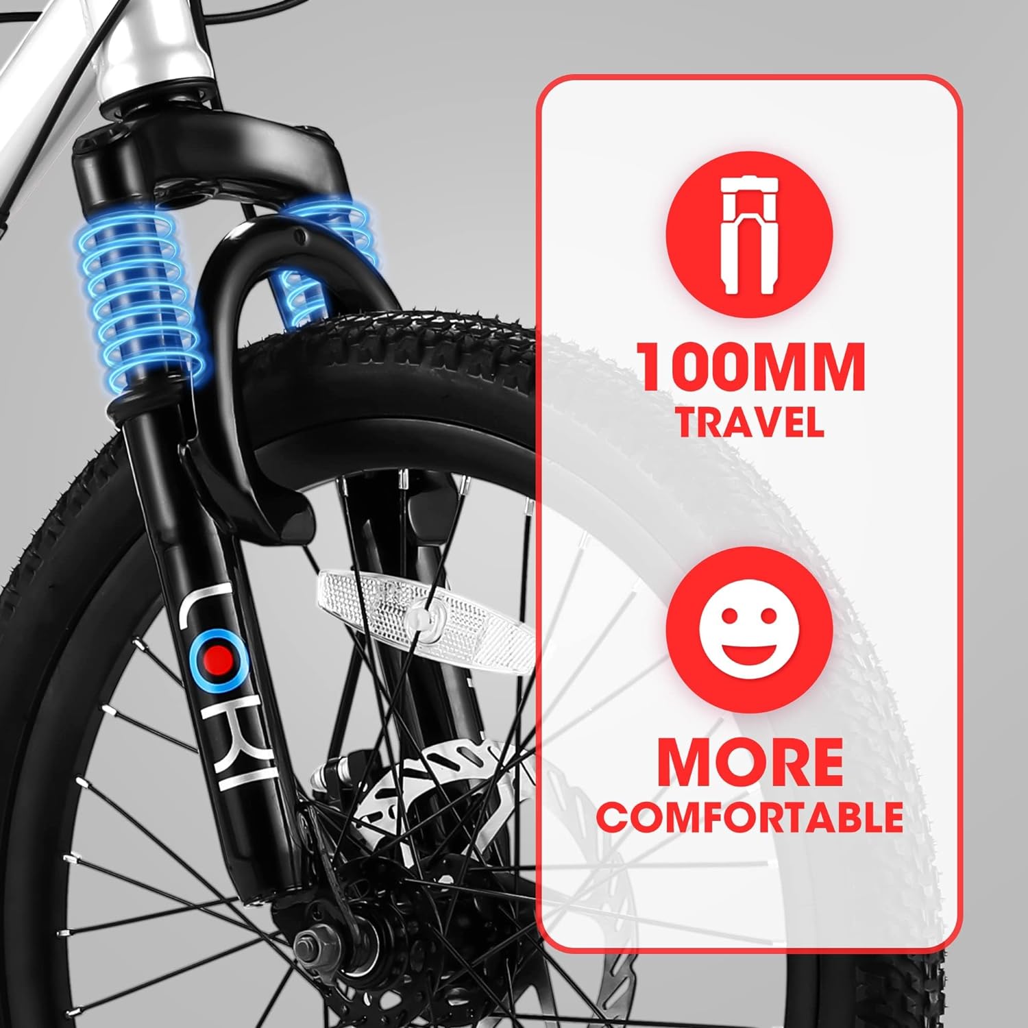 S20101 20 Inch Kids' Bike, Boys Girls Mountain Bike Ages 6-12, 7 Speed Teenager Children Kids' Bicycles, Front Suspension Disc Brake Rear V-Brake, High Steel Frame