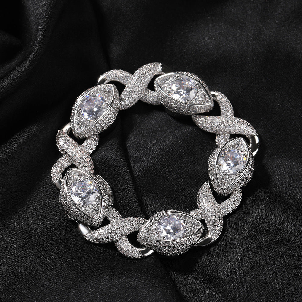 Exaggerated 15mm Zircon Infinity Eyes 8-Shape Cuban Necklace