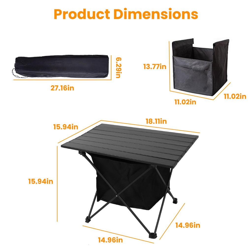 1Pc Foldable Camping Table With Storage Basket Rustproof Portable Aluminum Alloy Roll-Up Camping Table With Carrying Bag For Camping Hiking BBQ Picnic Fishing Fedex Shipping