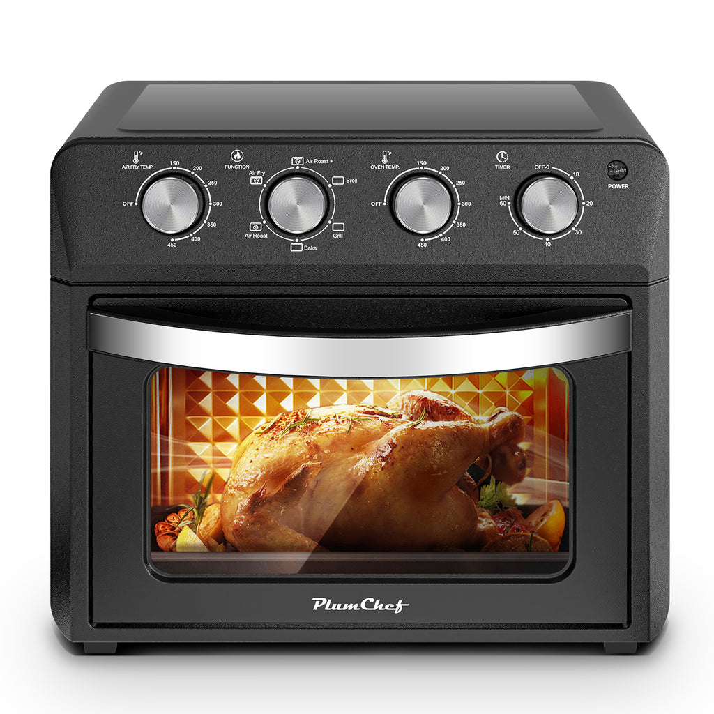 27.5QT 6-in-1 Air Fryer Toaster Oven, Dropdown-Door, 6-Slice, Countertop Convection Oven, Air Frying, Baking, Roasting, Broiling, Grilling, 1600W, Black, Amazon Resale Prohibited