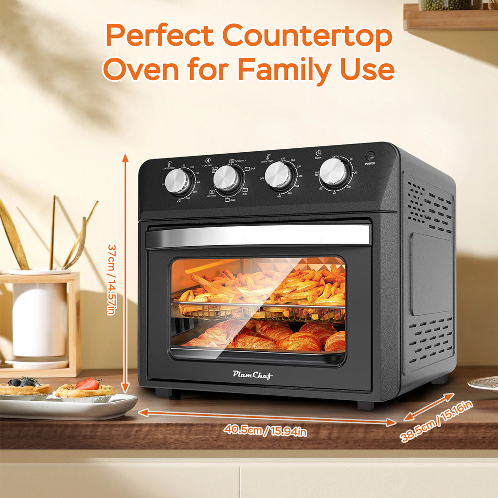 27.5QT 6-in-1 Air Fryer Toaster Oven, Dropdown-Door, 6-Slice, Countertop Convection Oven, Air Frying, Baking, Roasting, Broiling, Grilling, 1600W, Black, Amazon Resale Prohibited