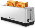 4-Slice Toaster, Extra Wide Long Slot Toaster, 6 Settings, Bagel, Defrost, Reheat, Removable Crumb Tray, Stainless Steel Housing, Silver, Amazon Resale Prohibited