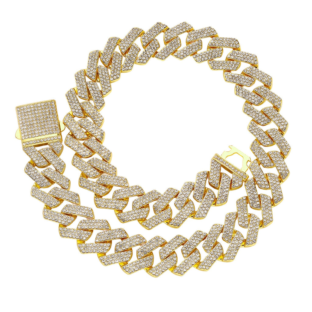 Hip-Hop Jewelry 20mm Diamond-Shaped Cuban-Link Necklace