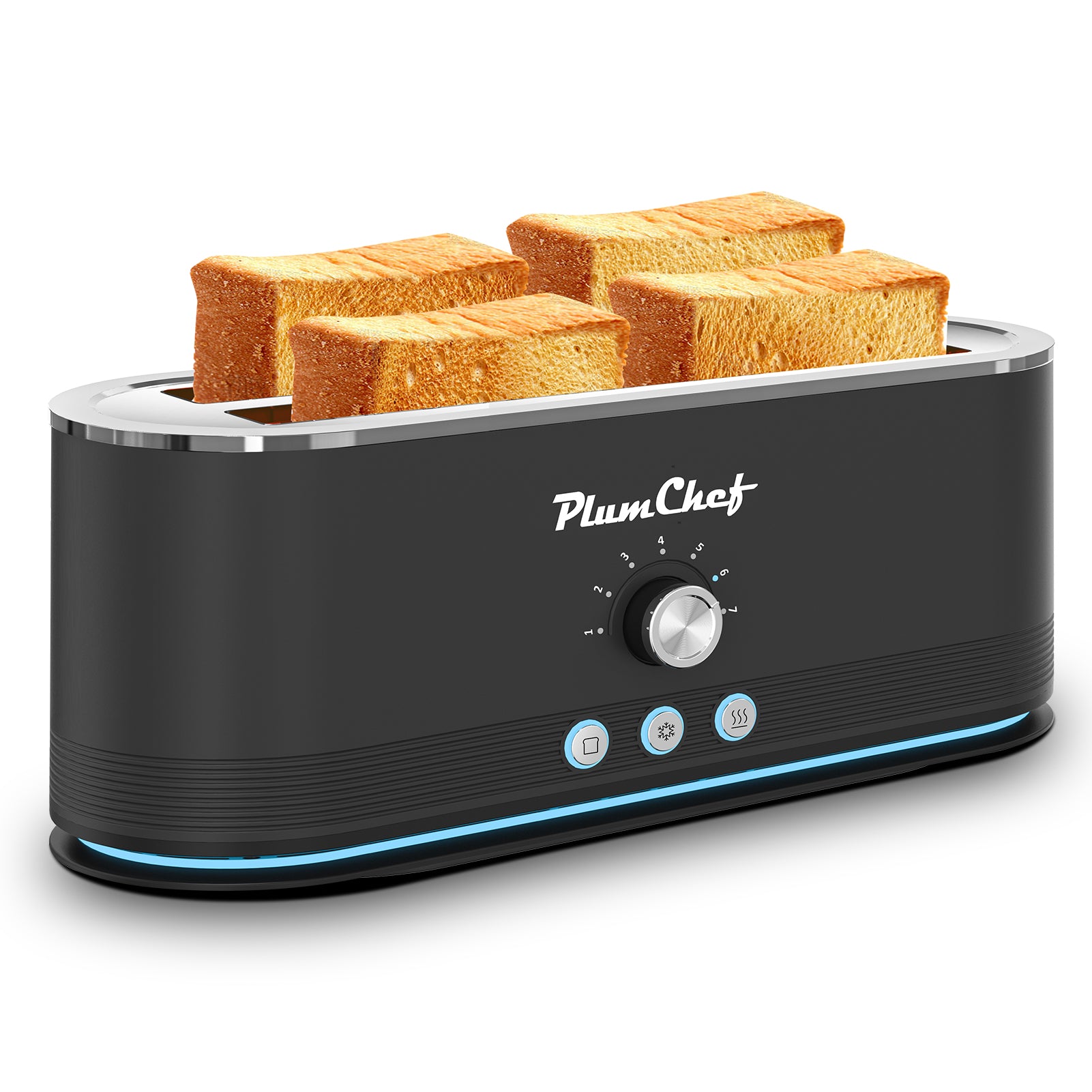 4-Slice Toaster, 7 Settings, Defrost, Reheat Functions, Removable Crumb Tray, Full Body Stainless Steel Housing, Anti-Fingerprint, Anti-Jam, 1350W, Black, Amazon Resale Prohibited