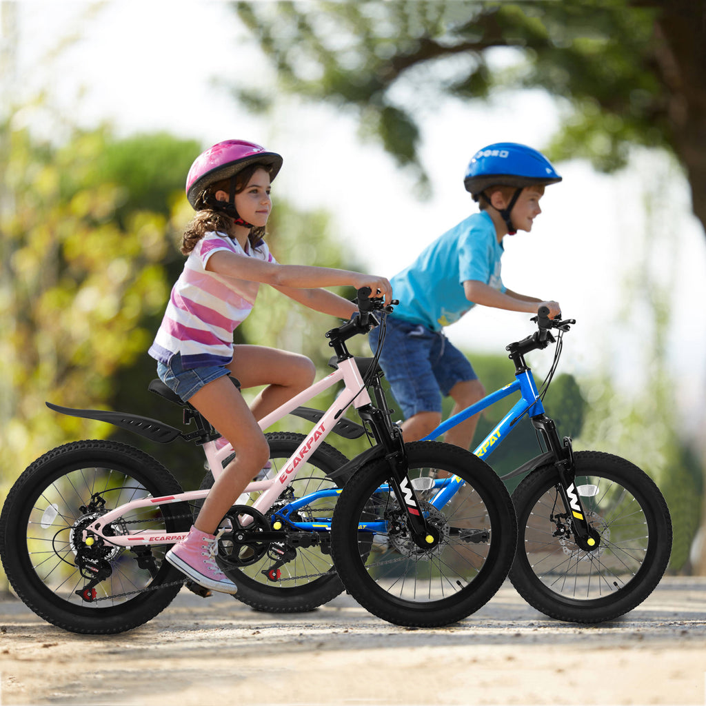 20 Inch Mountain Kids Bike For Boys & Girls, Ages 6-12, 7-Speed With Front Suspension