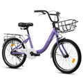 A20182 20 Inch Kids Bike For Boys & Girls, Children's Bicycle With Coaster Brake & V-Brake, 1-Speed, Chain Guard & Rear Rack, Lightweight Steel Frame Pink, Green, Purple, White