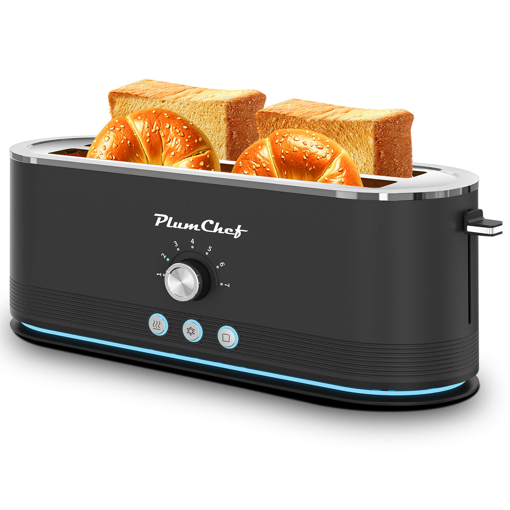 4-Slice Toaster, 7 Settings, Defrost, Reheat Functions, Removable Crumb Tray, Full Body Stainless Steel Housing, Anti-Fingerprint, Anti-Jam, 1350W, Black, Amazon Resale Prohibited