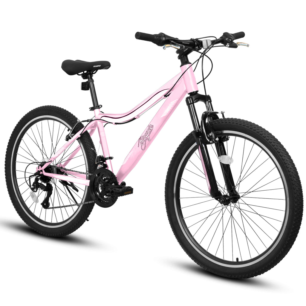 A26208D Mountain Bike 24 26 Inch, High-Density Carbon Steel Frame, 21 Speed, Front Suspension, Dual V-Brakes, Pre-Assembled For Men Women Teens