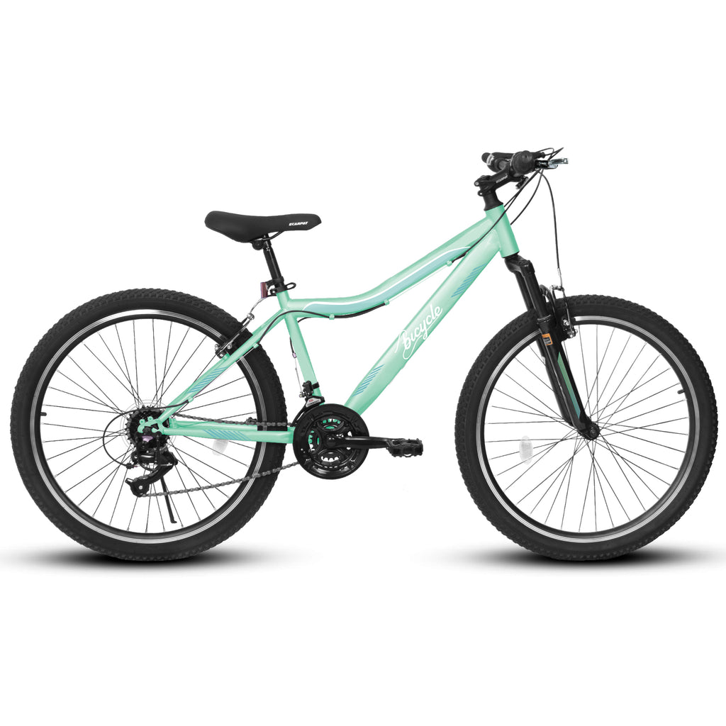 A26208D Mountain Bike 24 26 Inch, High-Density Carbon Steel Frame, 21 Speed, Front Suspension, Dual V-Brakes, Pre-Assembled For Men Women Teens