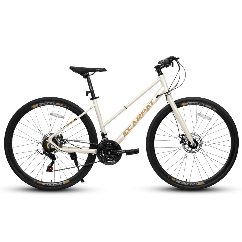 A28250 700Cx35 Road Bike With Aluminum Alloy Wheels, 21-Speed Gear System, Disc Brakes, Wide Tires Ideal For Urban Commuting And Student Transportation