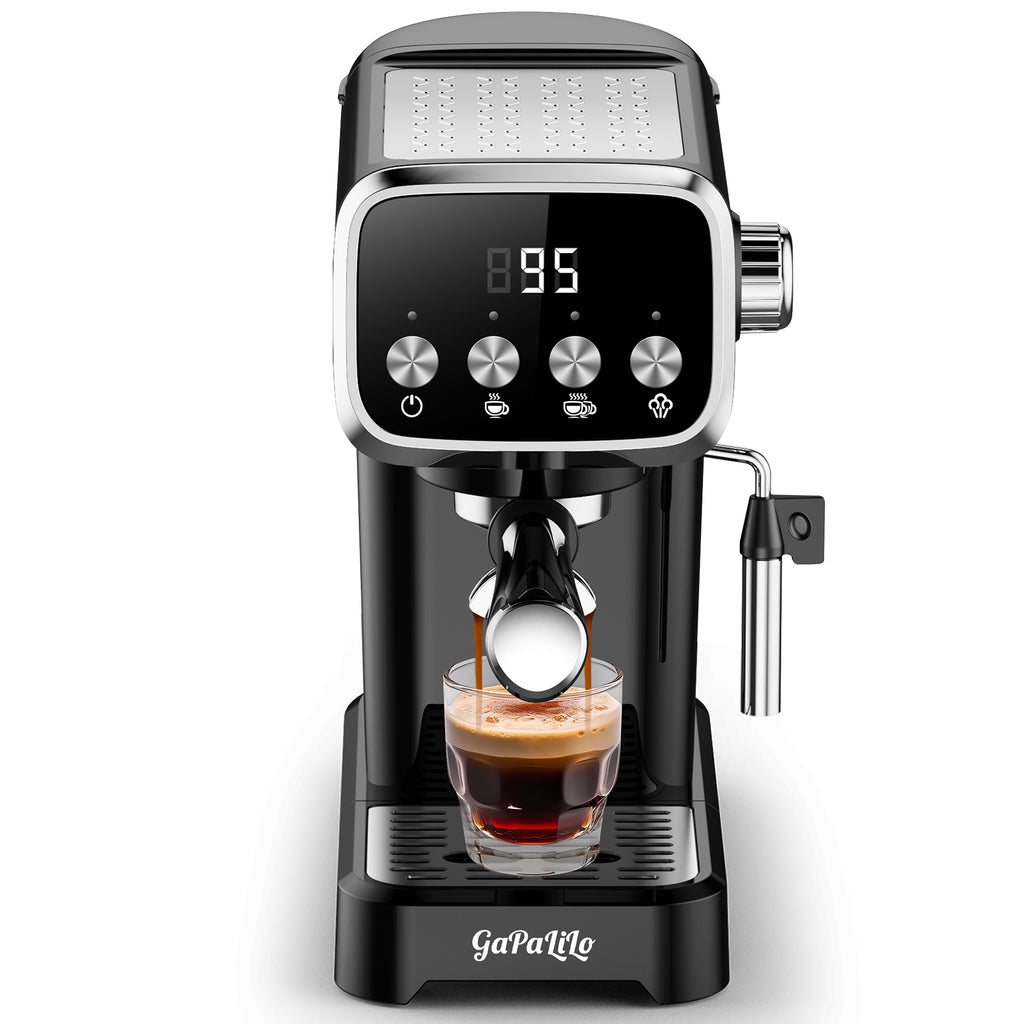 20 BAR Slim Espresso Machine With Milk Frother, Cup Warmer, 43 OZ Detachable Tank, For Espresso, Americano, Latte, Space-Saving, Screen Button, Black, Amazon Resale Prohibited