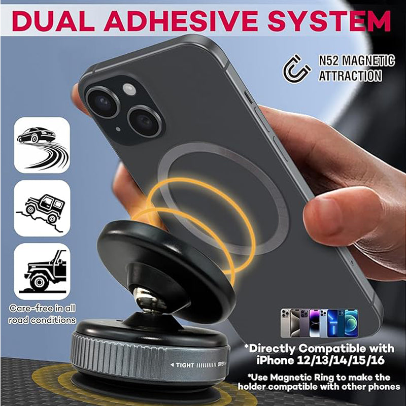 Car Phone Holder, Upgraded 360Adjustable Vacuum Suction 20X  Magnets