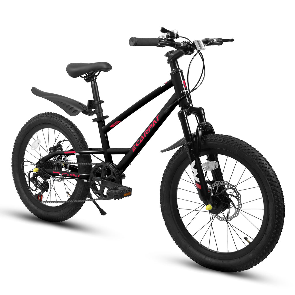 A20184 20 Inch Mountain Kids Bike For Boys & Girls, Ages 6-12, 7-Speed With Front Suspension
