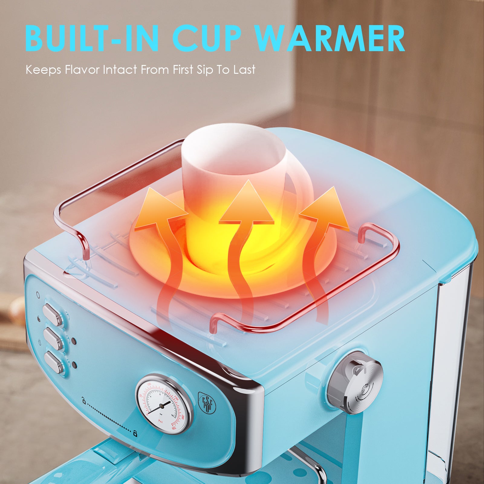 20 Bar Espresso Machine - Professional Compact Espresso Maker With Milk Frother, 54oz Large Water Tank, Low Noise, For Cappuccino, Latte, Blue, Amazon Resale Prohibited