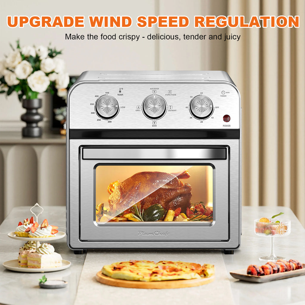 13QT Air Fryer Toaster Oven, Healthy Oil-Free Cooking, Multifunctional Convection Contertop Oven, Adjustable Time, Temp Control, Stainless Steel, Amazon Resale Prohibited