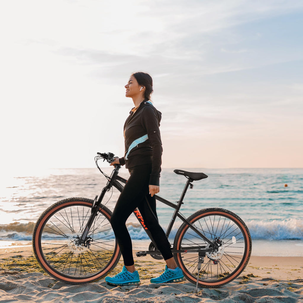 A27301 27.5 Inch Mountain Bike For Adults, Durable High Carbon Steel Frame, Disc Brakes, Stylish Brown Edge Tires, Ideal For Commuting And Outdoor Exploration