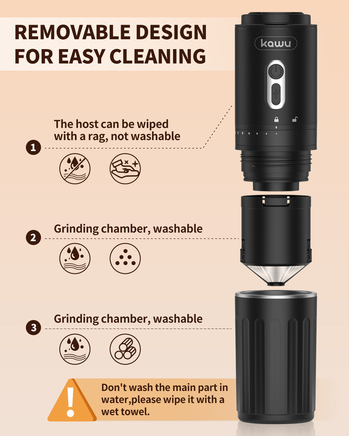 Kawu HAY-8311 Portable Coffee Grinder Black