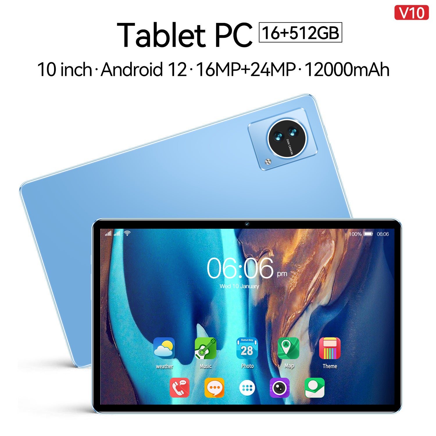 10 inch Android 5G Dual SIM Tablet With Bluetooth Calling And A 10 core Processor