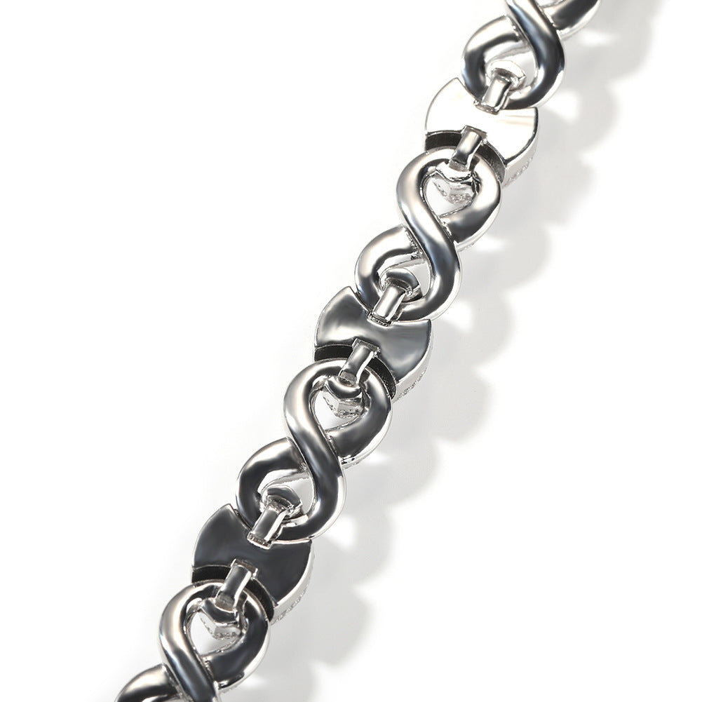 Exaggerated 15mm Zircon Infinity Eyes 8-Shape Cuban Necklace