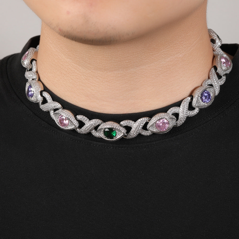 Exaggerated 15mm Zircon Infinity Eyes 8-Shape Cuban Necklace