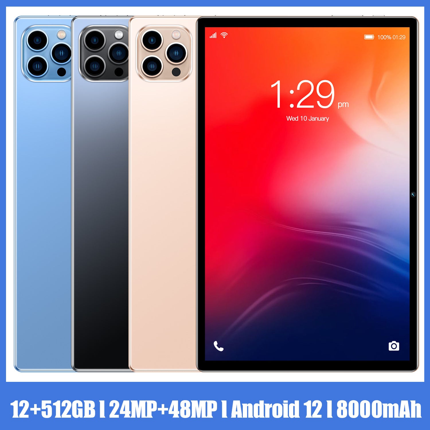 10 inch Tablet V6212 512G  Smart Android System Supports SIM Card And Voice Calls