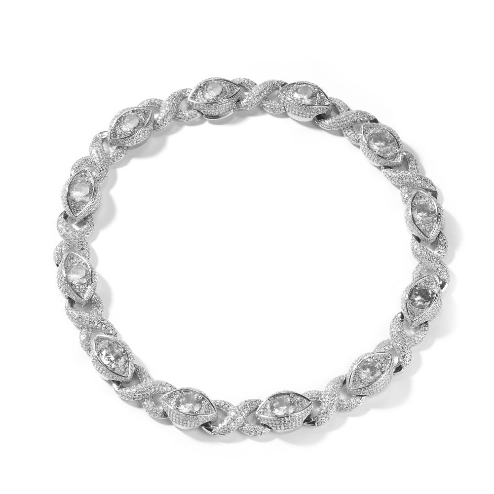 Exaggerated 15mm Zircon Infinity Eyes 8-Shape Cuban Necklace