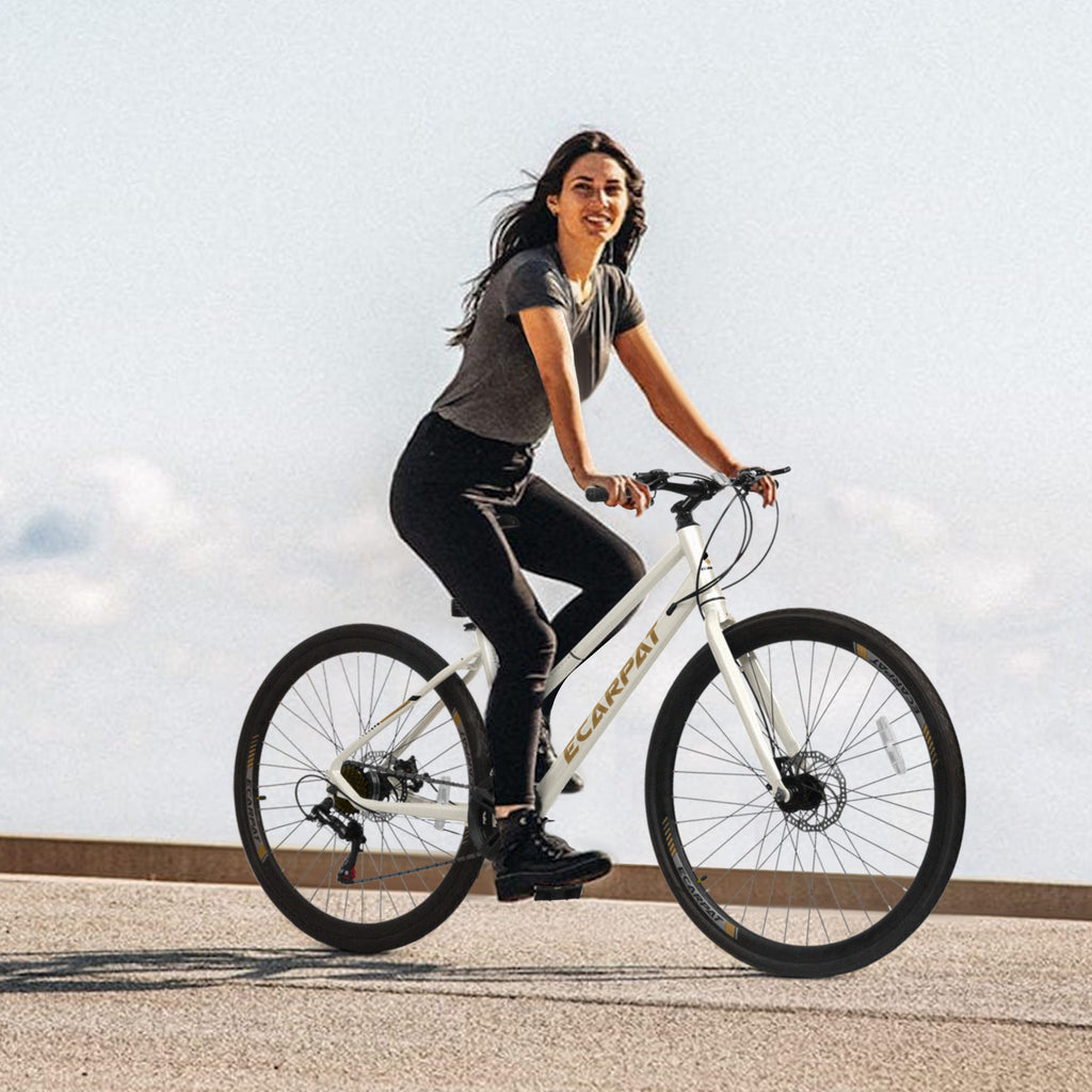 A28250 700Cx35 Road Bike With Aluminum Alloy Wheels, 21-Speed Gear System, Disc Brakes, Wide Tires Ideal For Urban Commuting And Student Transportation