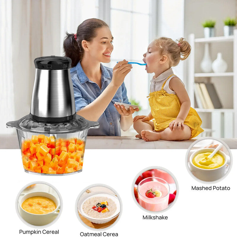 Food Processor Blender  2L Chopper Mixer Meat Spices Grinder Smoothie Maker