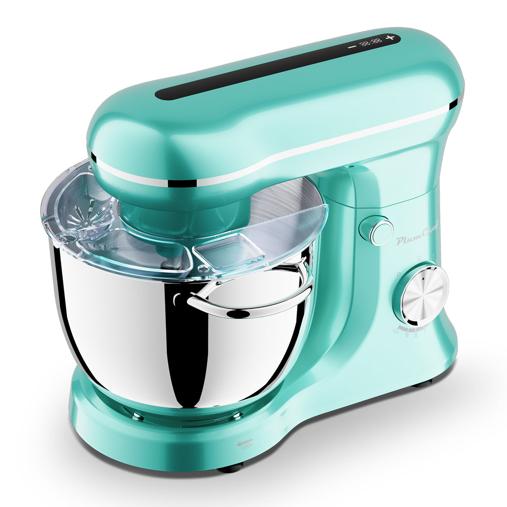 6QT & 5QT Dual Bowls Stand Mixer, 10 Speed Tilt-Head, Electronic Timer, Dough Mixer, Dishwasher Safe Stainless Steel Bowls, Dough Hook, Flat Beater, Whisk For Baking, Blue, Amazon Resale Prohibited