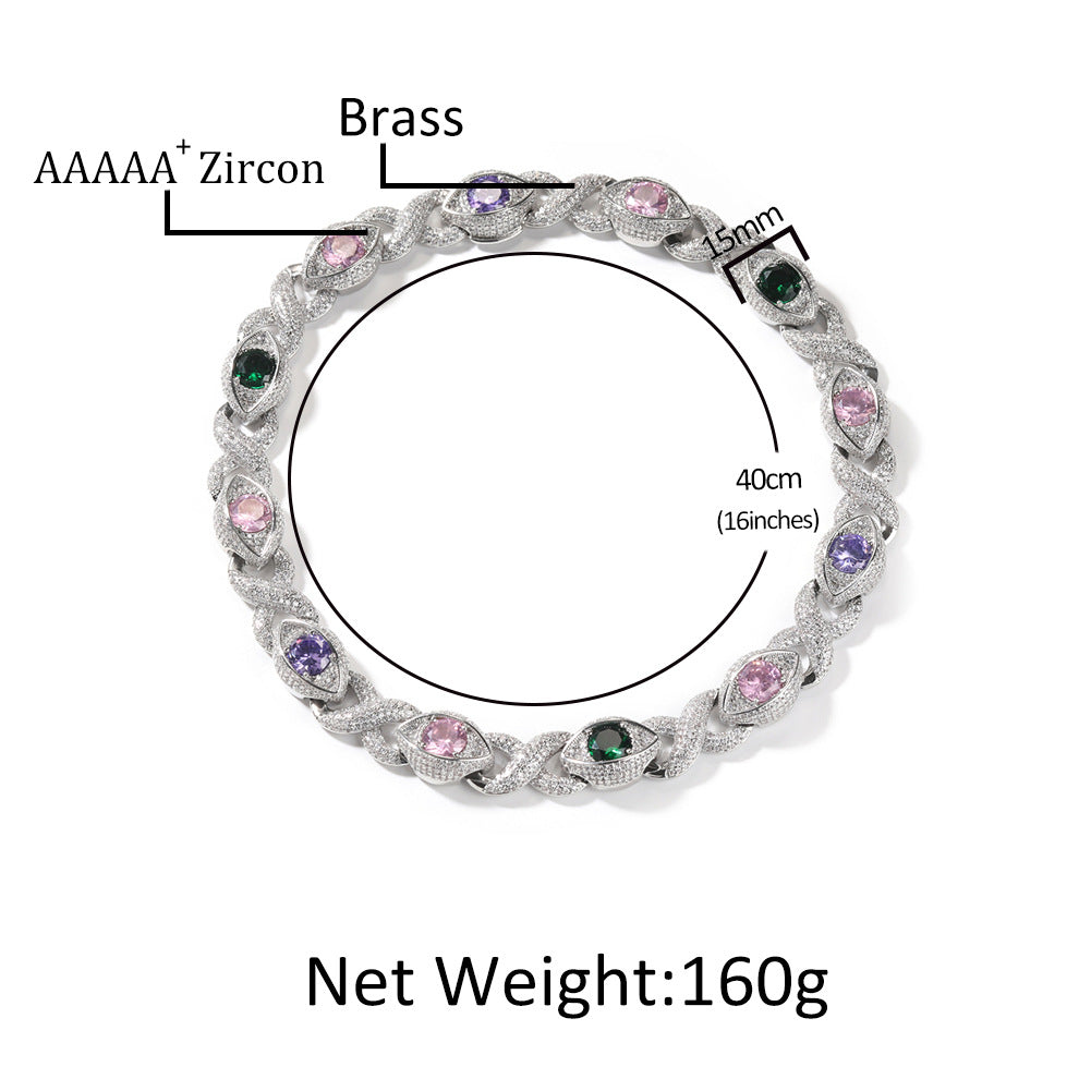 Exaggerated 15mm Zircon Infinity Eyes 8-Shape Cuban Necklace