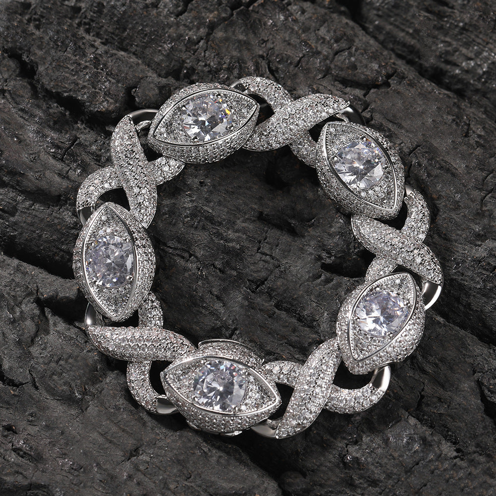 Exaggerated 15mm Zircon Infinity Eyes 8-Shape Cuban Necklace