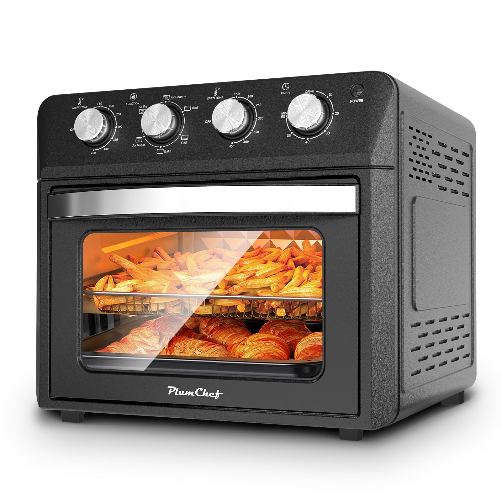 27.5QT 6-in-1 Air Fryer Toaster Oven, Dropdown-Door, 6-Slice, Countertop Convection Oven, Air Frying, Baking, Roasting, Broiling, Grilling, 1600W, Black, Amazon Resale Prohibited
