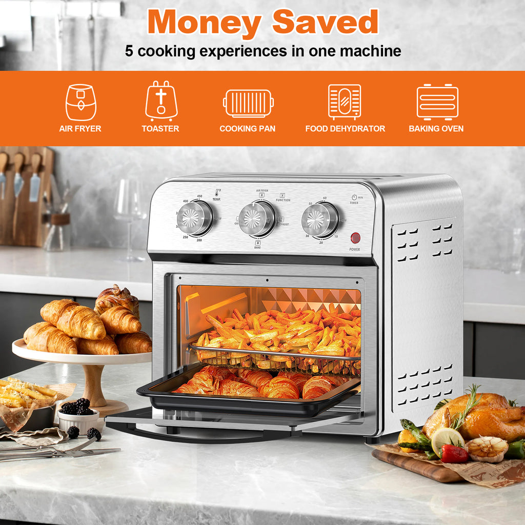 13QT Air Fryer Toaster Oven, Healthy Oil-Free Cooking, Multifunctional Convection Contertop Oven, Adjustable Time, Temp Control, Stainless Steel, Amazon Resale Prohibited