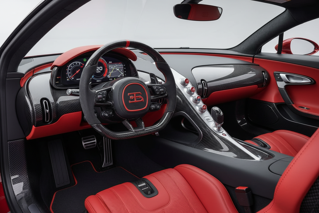 Bugatti Divo Hypercar - Limited Edition Red & Black Carbon Fiber Performance Vehicle