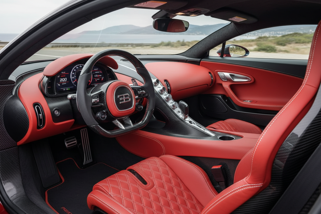 Bugatti Divo Hypercar - Limited Edition Red & Black Carbon Fiber Performance Vehicle