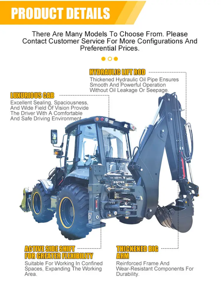 Heavy-Duty Backhoe Loader - Multi-Function Construction Equipment with Hydraulic System