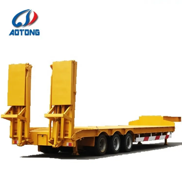 AOTONG Heavy Duty Low Bed Trailer - 3 Axle Equipment Transport Semi-Trailer