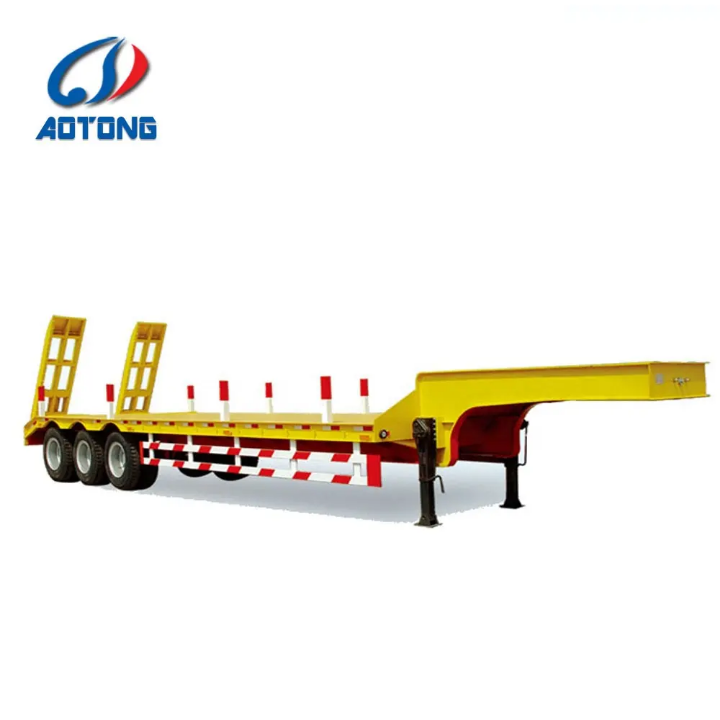 AOTONG Heavy Duty Low Bed Trailer - 3 Axle Equipment Transport Semi-Trailer