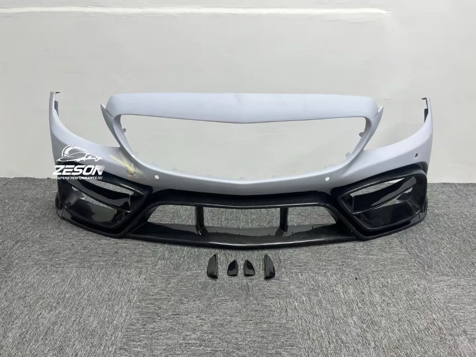 Mercedes C-Class W205 AMG Style Front Bumper with Carbon Fiber Lip 5 set